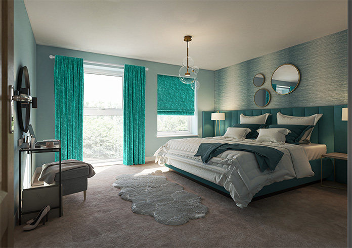 Caen Chenille, Aqua - Made to Measure Curtains - Image 8